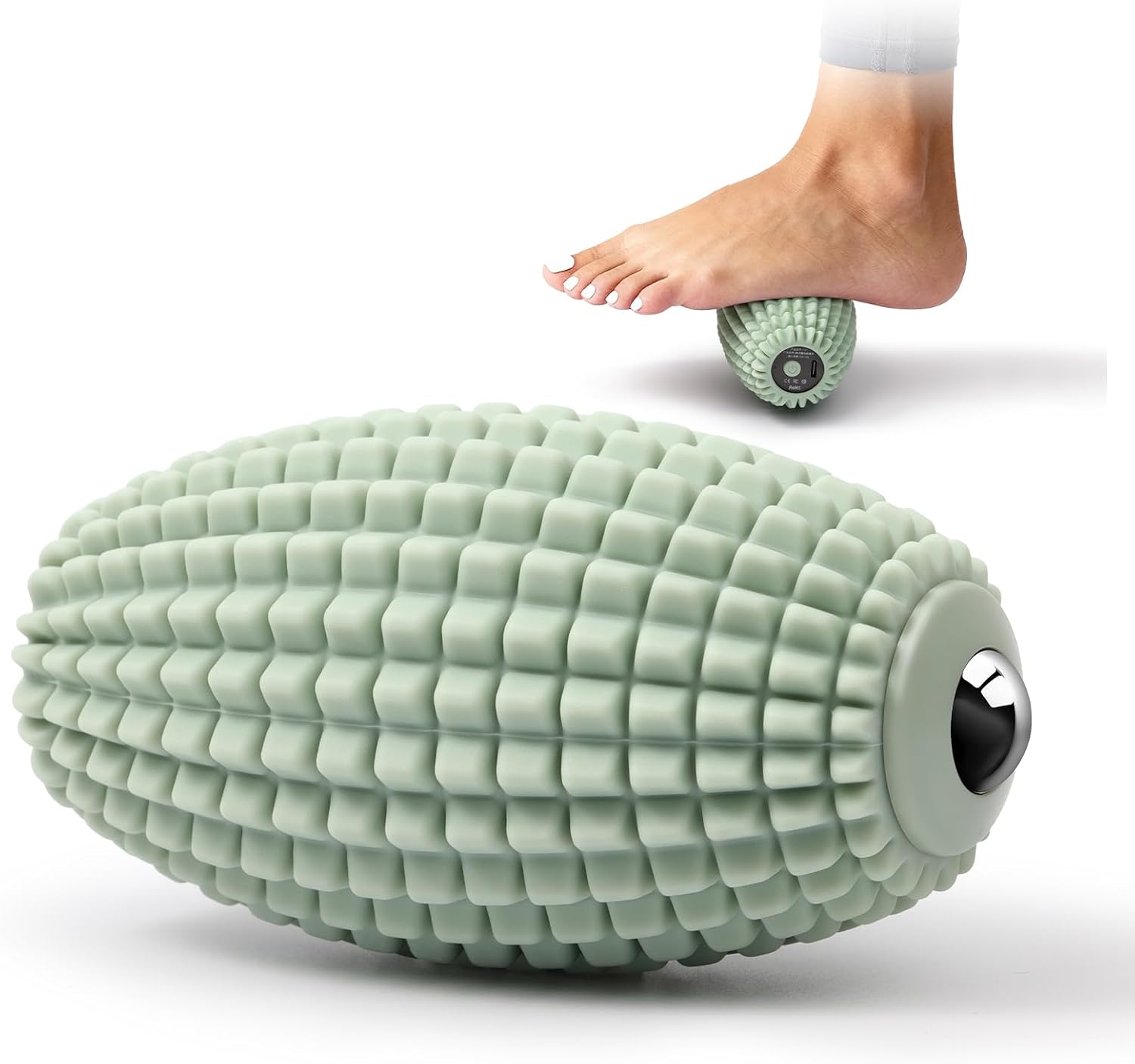 Vibrating Massage Ball with Magnetic Rolling Head, Handheld High-Frequency Vibration Massager, 3 Speed Levels (Green)