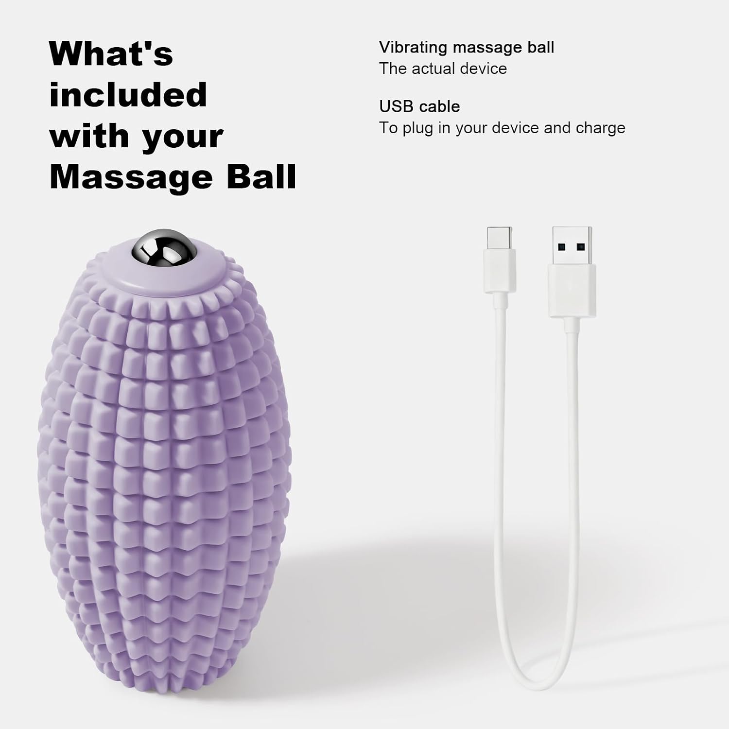 Vibrating Massage Ball with Magnetic Rolling Head, Handheld High-Frequency Vibration Massager, 3 Speed Levels, Rechargeable Silicone Massage Roller for Gym, Office, and Travel Use (Purple)
