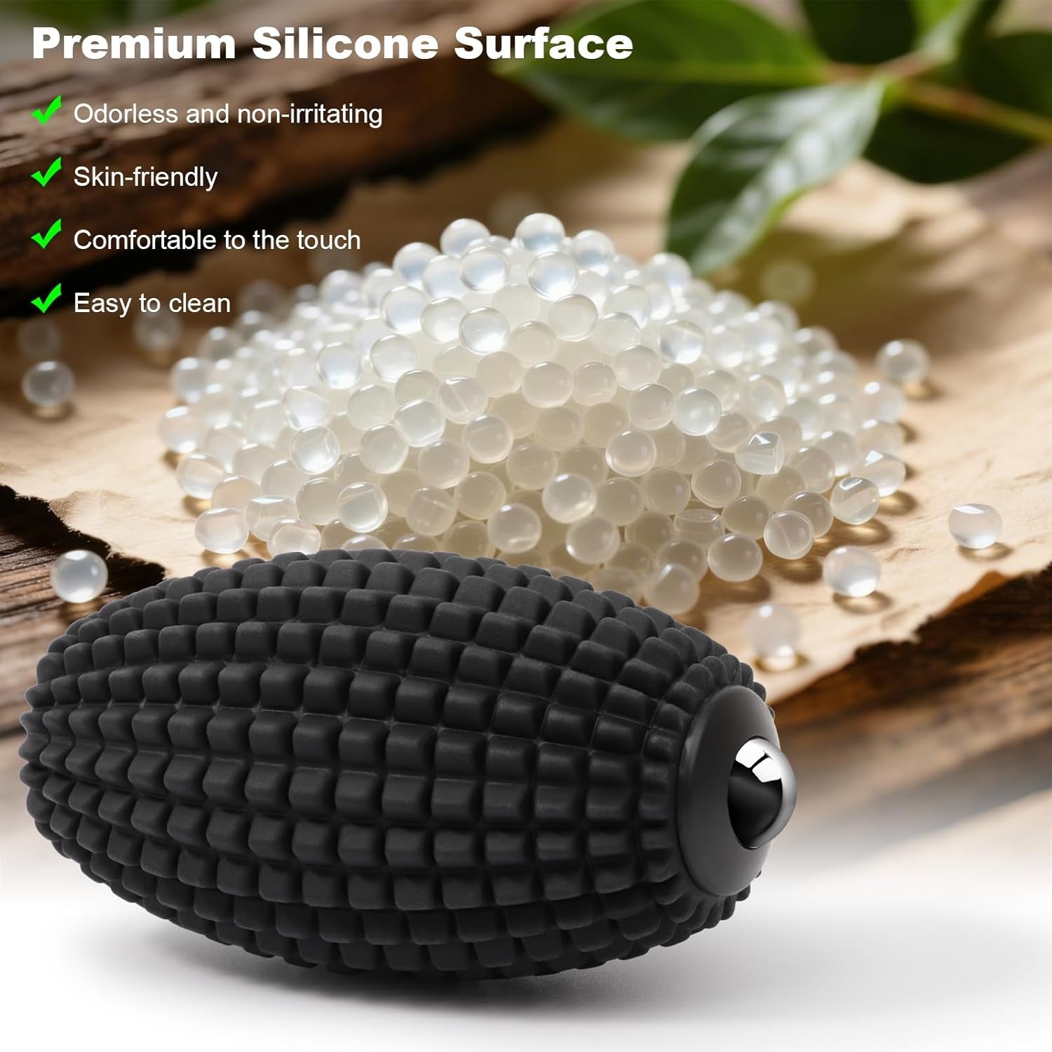 Vibrating Massage Ball Roller with Rolling Head for Foot & Muscle Relaxation, Electric Massage Ball with 3 Speeds for Myofascial Release, Sports Recovery, Yoga & Fitness (Black)