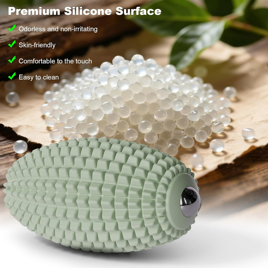 Vibrating Massage Ball with Magnetic Rolling Head, Handheld High-Frequency Vibration Massager, 3 Speed Levels (Green)
