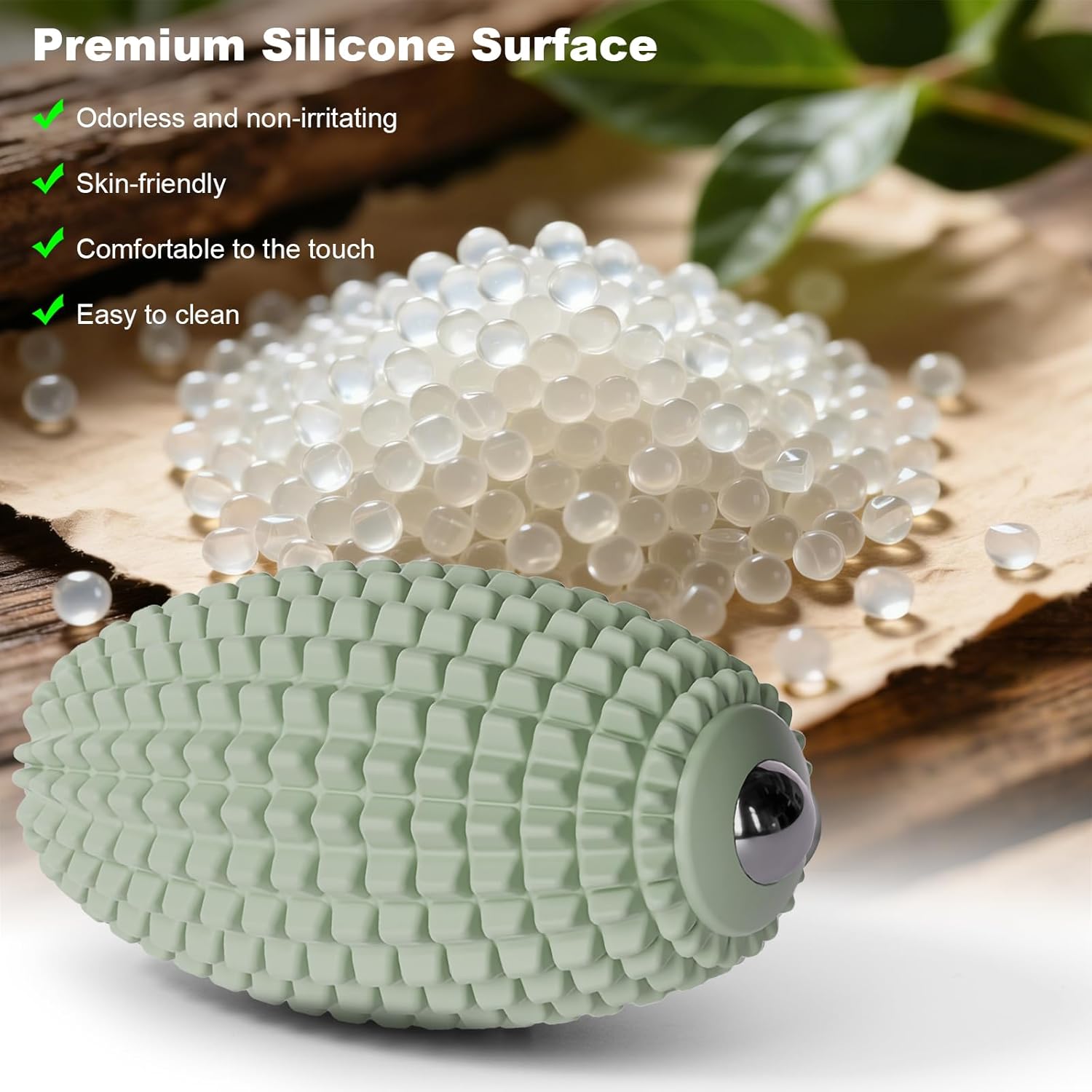 Vibrating Massage Ball with Magnetic Rolling Head, Handheld High-Frequency Vibration Massager, 3 Speed Levels (Green)