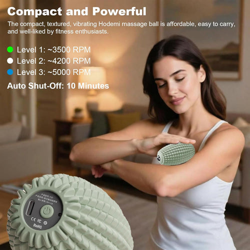 Vibrating Massage Ball with Magnetic Rolling Head, Handheld High-Frequency Vibration Massager, 3 Speed Levels (Green)