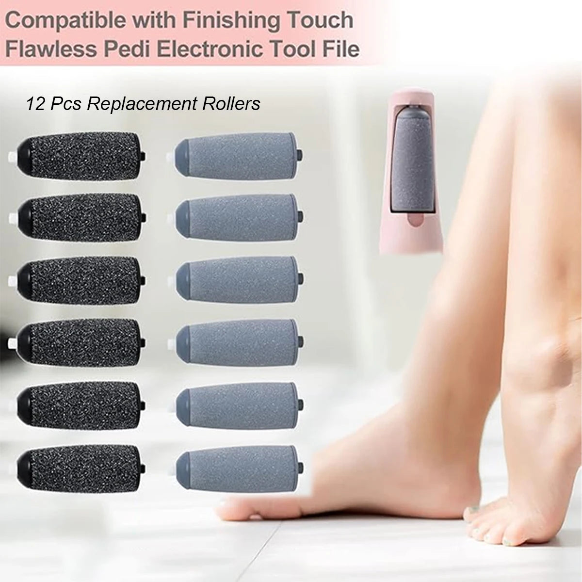 12-Pack Replacement Grinding Wheels, Suitable for Finishing Touch Flawless Pedi Electric Pedicure Tool Replacement Grinding Heads, (No. 6 Coarse Grinding Wheel + No. 6 Fine Grinding Wheel)