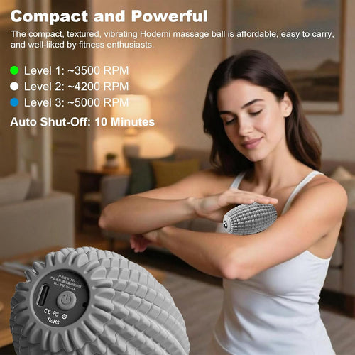 Electric Vibrating Massage Roller, Handheld Muscle Massager with Ball-Shaped Rolling Head, 3 Speed Rechargeable Silicone Massager for Muscle Relaxation at Gym, Office & Travel (Gray)